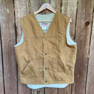 Vintage 1970's Walls Blizzard-Pruf Sherpa Lined Cavas Work Utility Vest Sz L Tal